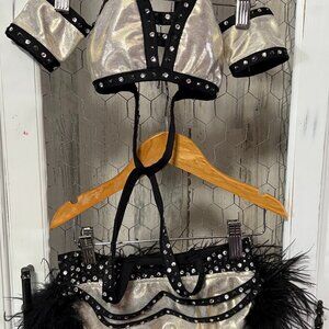 Custom Gold/Black Feather Jazz Costume Size 7/8